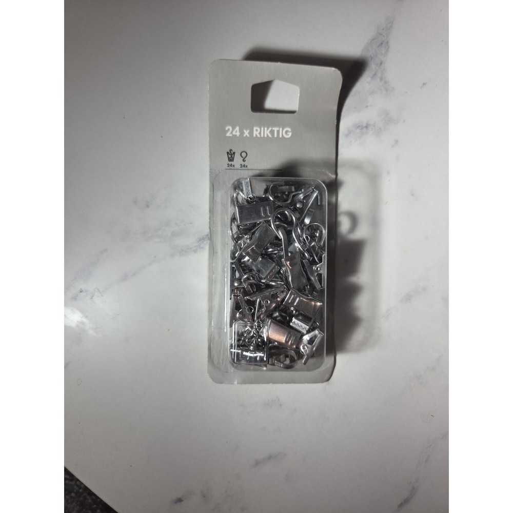 IKEA RIKTIG Curtain Hook with Clip 24 Pack 802.122.01 New